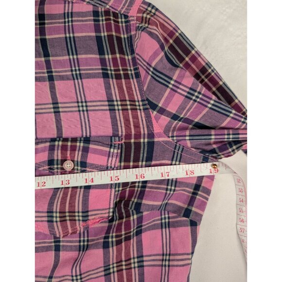 Aeropostale Eighty Seven Womens Medium Pink Plaid Long Sleeve Button Up Shirt - Picture 3 of 7